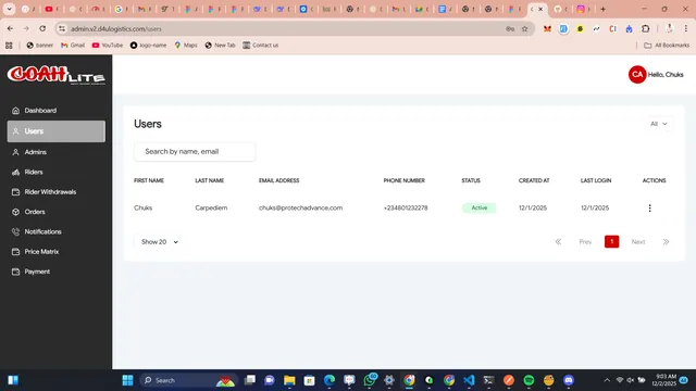 Logistics Admin System preview
